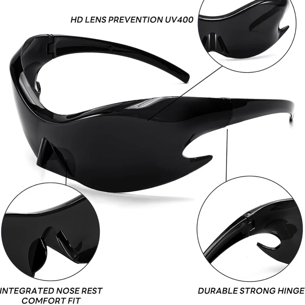 Sleek Black Wraparound Sunglasses NEW